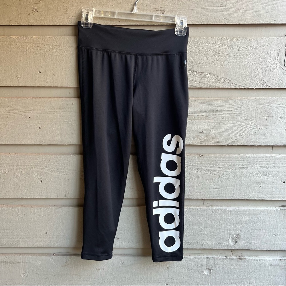 Adidas Women’s Black White Leggings Size Small Cropped